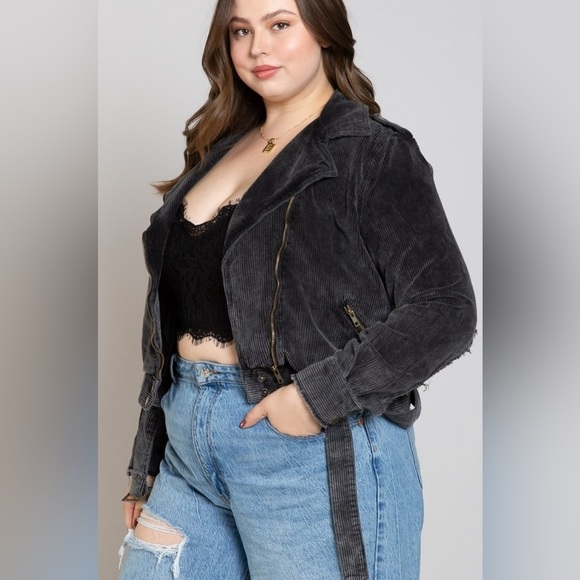 Nwt -Plus Size- Women’s POL Moto Corduroy Jacket - Black - 2XL, 3XL - Picture 2 of 4